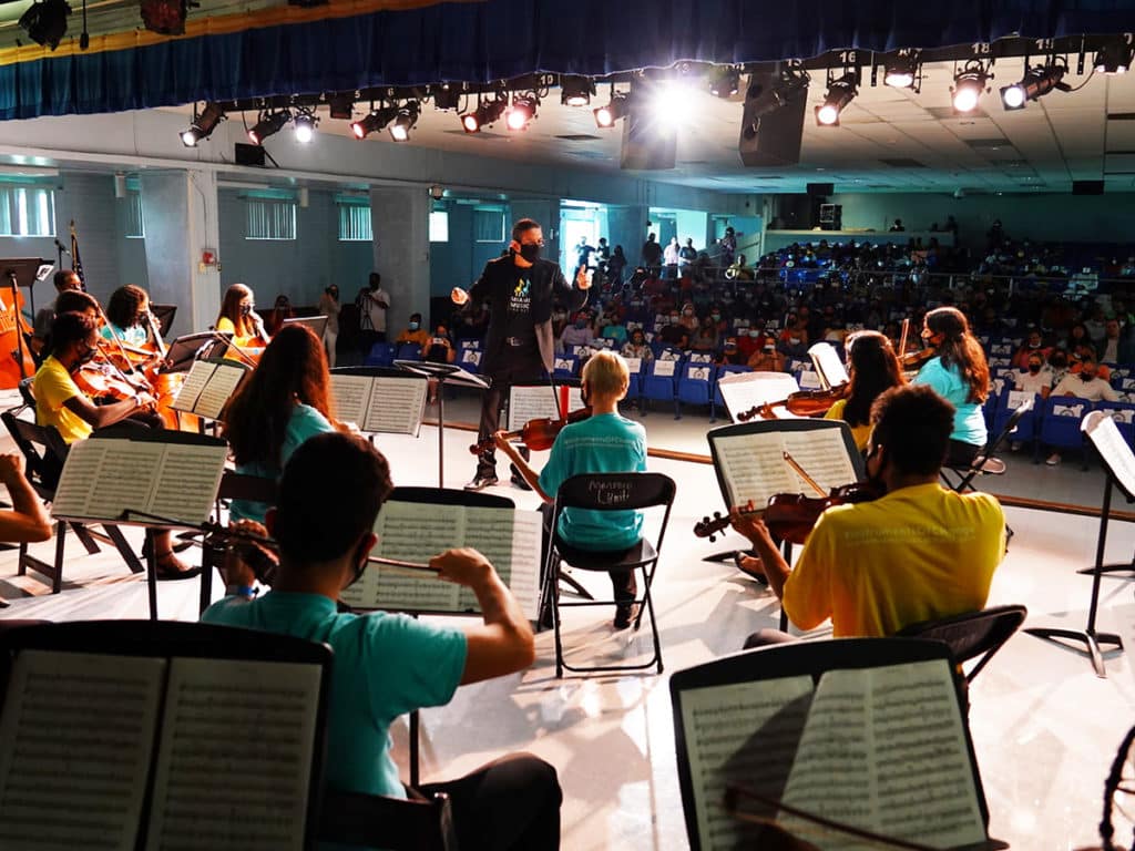 Summer Music Camp and Showcase with students at Miami Music Project in 2021.